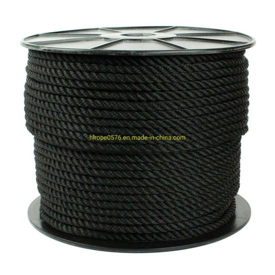 Corde d'amarrage noire en corde de nylon torsadée