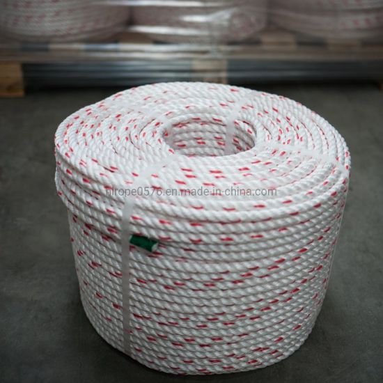 10mm blanc avec une corde de polysteel floques floques rouge (bobine de 220m)